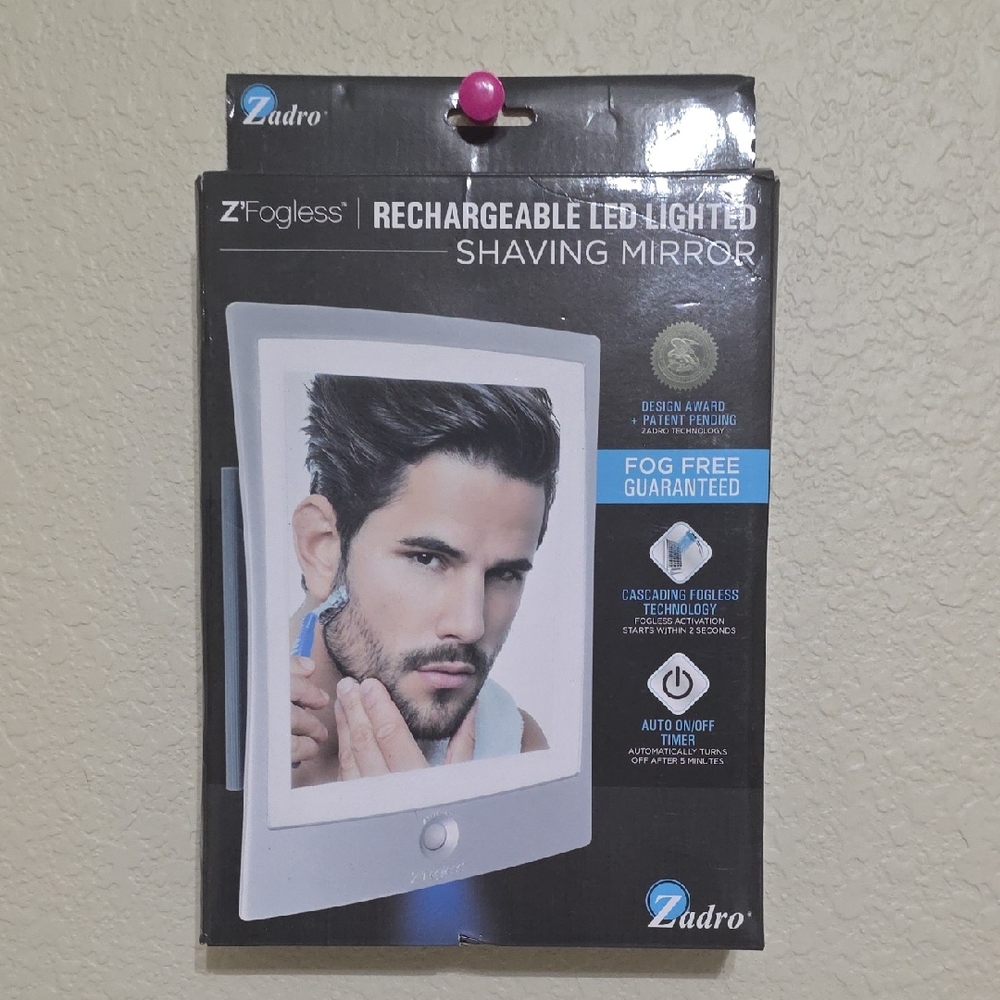 ZAD Silver Rechargeable LED Shaving Mirror